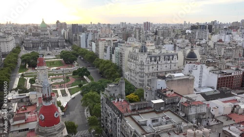 Skyline of  Buenos Aires with the Congressional Plaza from  Barolo Palace. Monserrat, Buenos Aires, Argentina photo