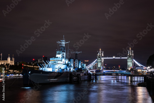 Iconic Tower Bridge view connecting London with Southwark over Thames River  UK.