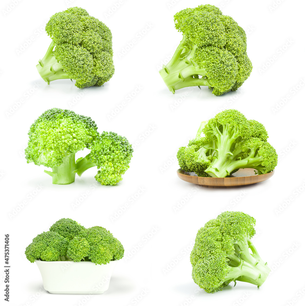 Set of fresh green broccoli isolated on a white background Set of fresh green broccoli isolated on a white background