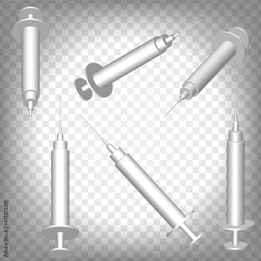Set of perspective projections 3d medical syring model icons on transparent background. 3d syring. Abstract concept of graphic elements for your web site design, app, UI. EPS 10 Set of perspective projections 3d medical syring model icons on transparent background. 3d syring. Abstract concept of graphic elements for your web site design, app, UI. EPS 10
