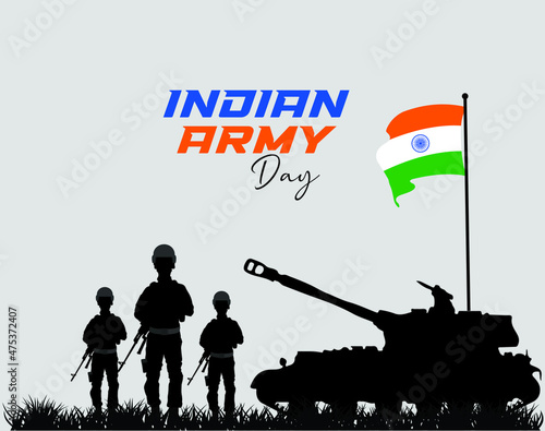 Indian Army Day. January 15th. Template for background, banner, card, poster with text inscription. Vector illustration.