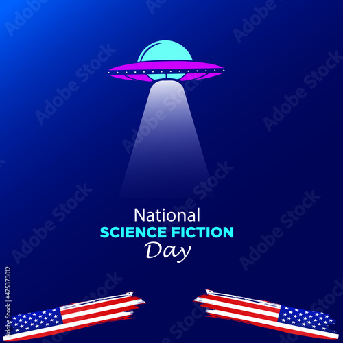 National Science Fiction Day. January 2. Holiday concept. Suitable for greeting card poster and banner. Vector, Illustration.