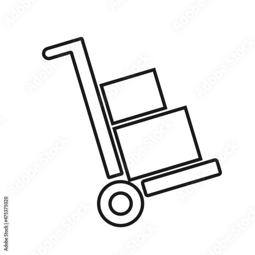 Trolley thin vector icon on white background, Packaging Symbol
