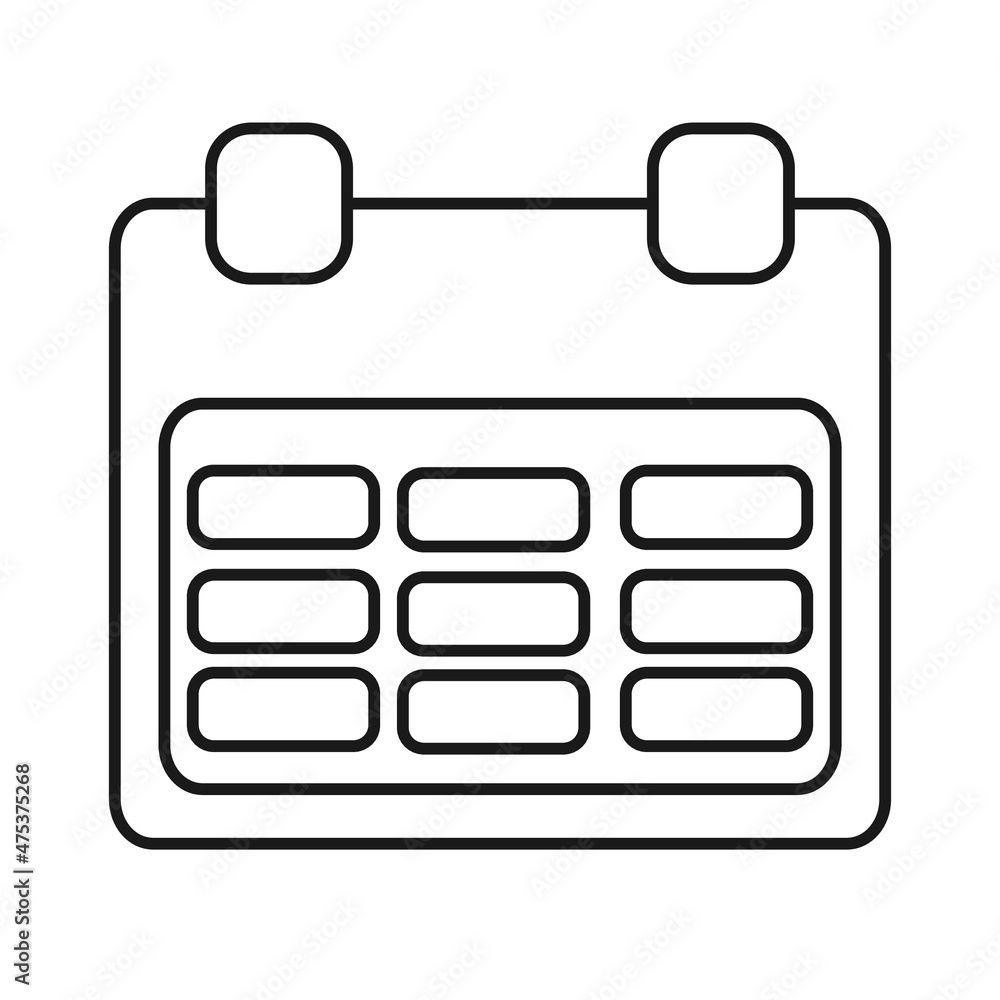 Calendar thin vector icon on white background Calendar thin vector icon on white background