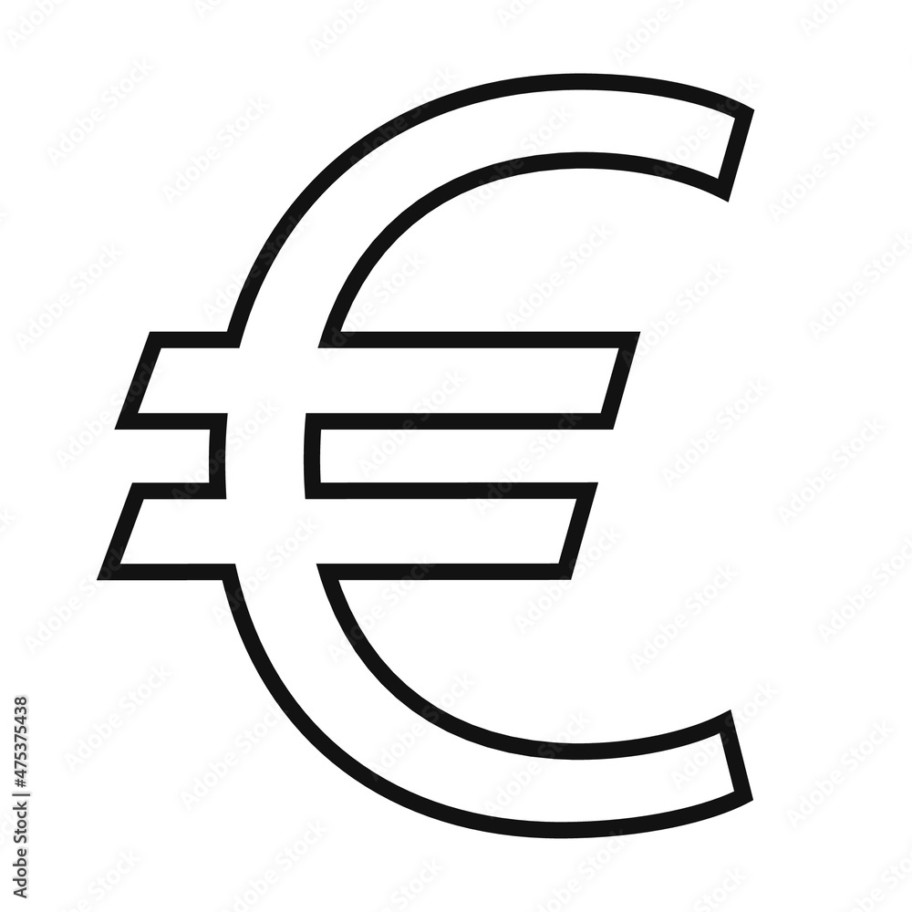 Euro sign, thin vector icon, Vector pictogram Euro sign, thin vector icon, Vector pictogram