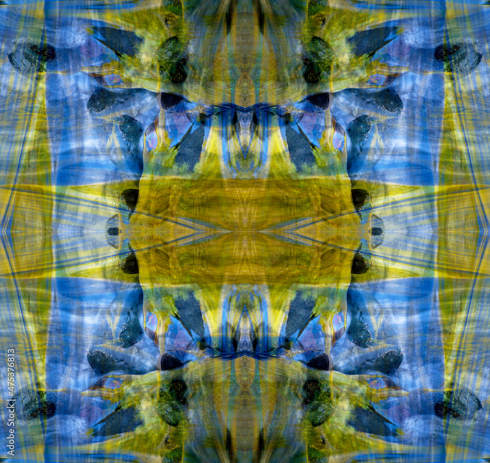 Blue and yellow abstract. Close up