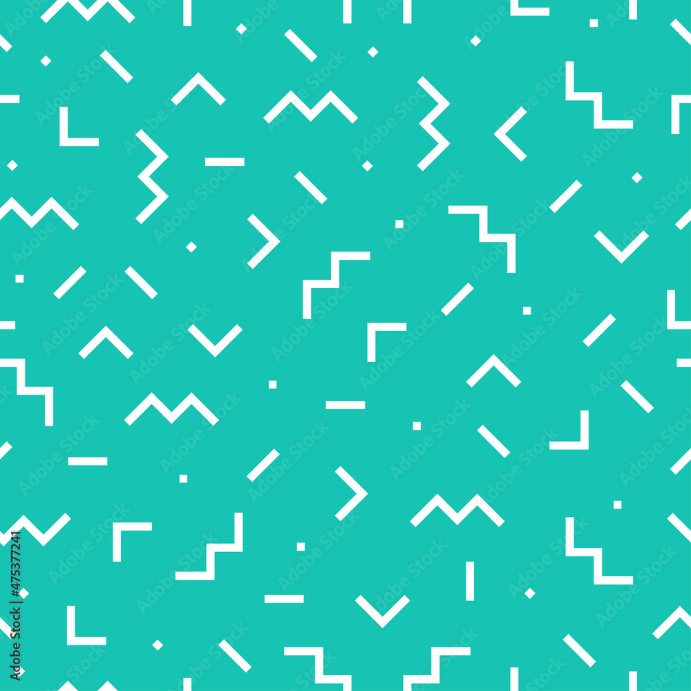 White memphis seamless pattern with green background. White memphis seamless pattern with green background.