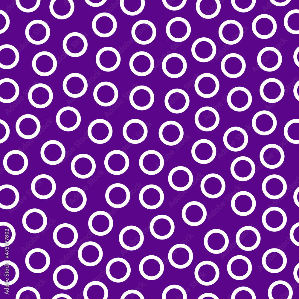 White rings seamless pattern with purple background.