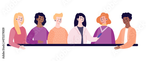Set of people. Collection of characters in modern clothes, and crowd of hipsters. Graphic elements for website, stylish stickers. Cartoon flat vector illustrations isolated on white background