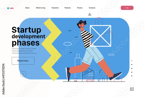Startup illustration, website landing template. Concept of building new business