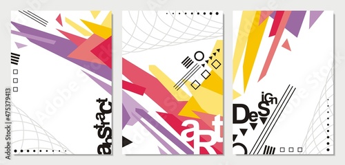 Brochure design with abstract colorful geometric vector shapes. 