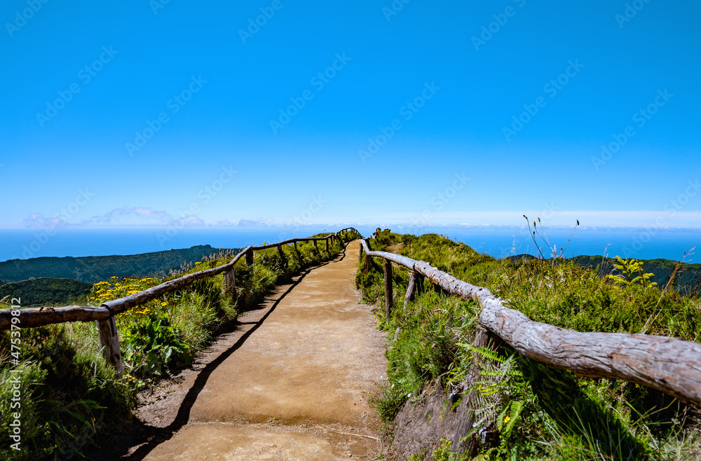 Walking path, São Miguel Island, Azores, Açores, Portugal, Europe. Walking path, São Miguel Island, Azores, Açores, Portugal, Europe.