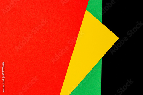 Abstract geometric black, red, yellow, green color background. Black History Month color background with copy space for text