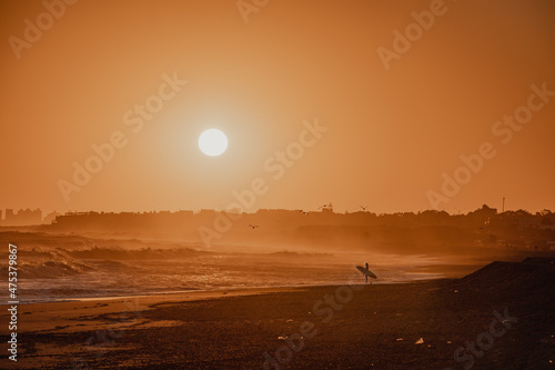 Beautiful view of Punta del Este beach in Uruguay at sunset