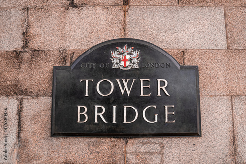 Tower Bridge London Plaque located on the Tower bridge in London.