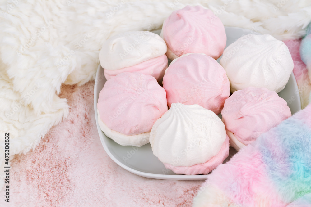 marshmallows on a plate marshmallows on a plate