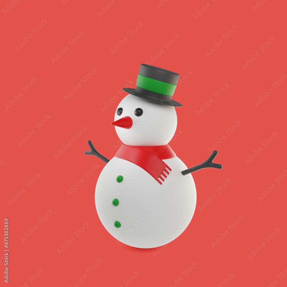 3D Character, Christmas Snowman, New Year 3D Character, Christmas Snowman, New Year