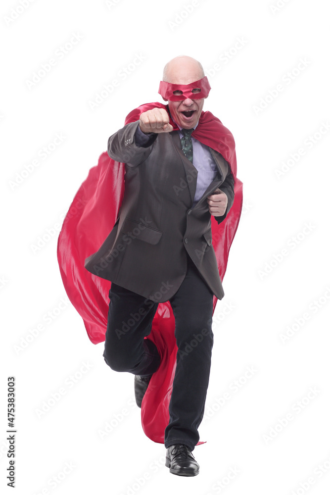 business man in a superhero mask and Cape. business man in a superhero mask and Cape.