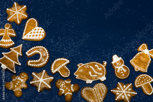 christmas baking on blue sky