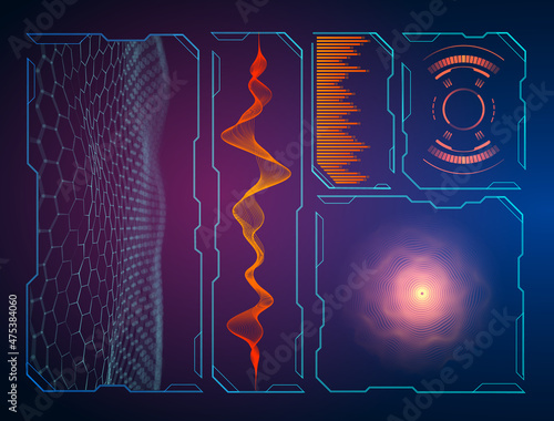 Military green radar. Screen with target. Futuristic HUD interface.Vector illustration.