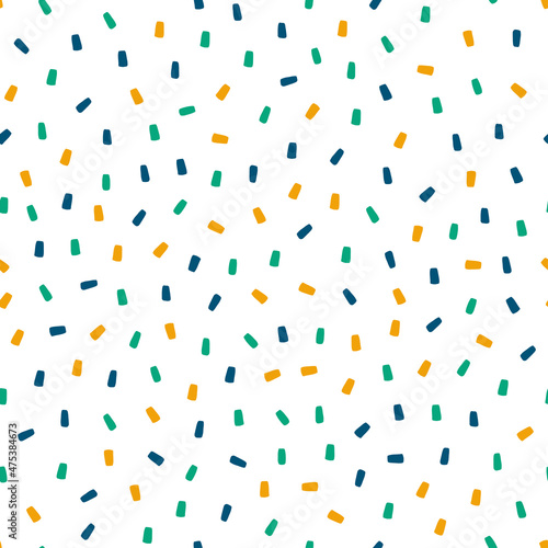 Colorful sprinkles seamless pattern with white background.