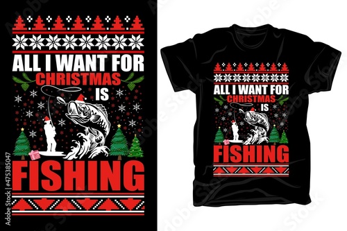 Christmas fishing t-shirt design