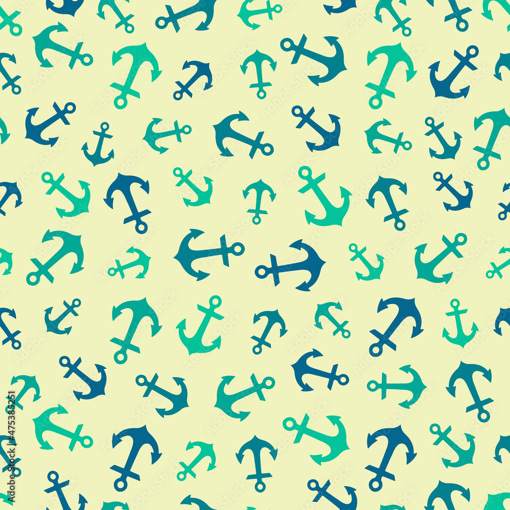 Green and blue anchors seamless pattern. Green and blue anchors seamless pattern.