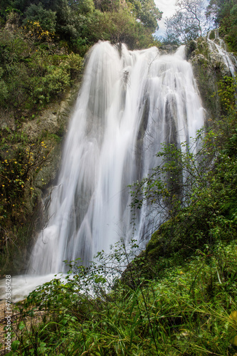 beautiful waterfall in corfu island greece