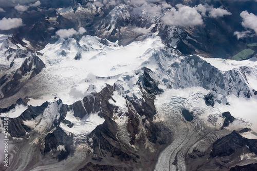 Aerial view of snow mountain and glacier on Tibetan Plateau, China