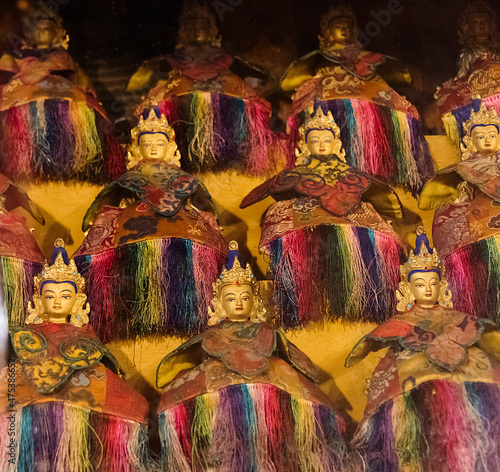 Fotografie, Obraz Buddhist statues in Drepung Monastery, one of the great three Gelug university m