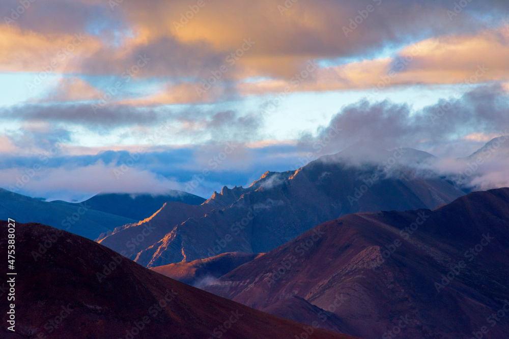 Landscape of the Himalayas at dawn, Mt. Everest National Nature Reserve, Shigatse Prefecture, Tibet, China