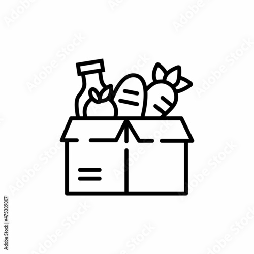 Food donation icon line style isolated on white background. Vector illustration