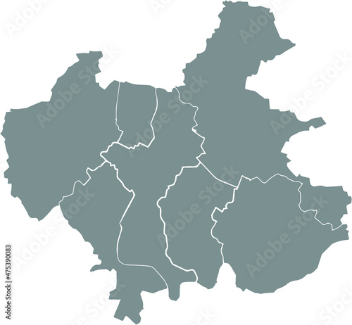 Simple blank gray vector map with white borders of urban city districts of Winterthur  Switzerland