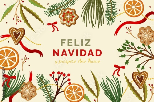 hand drawn golden feliz navidad vector design illustration