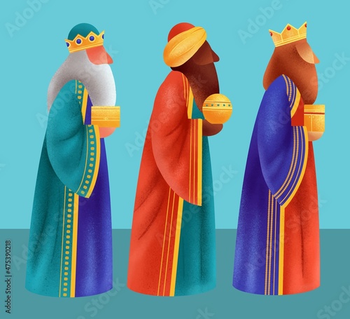 hand drawn reyes magos vector design illustration