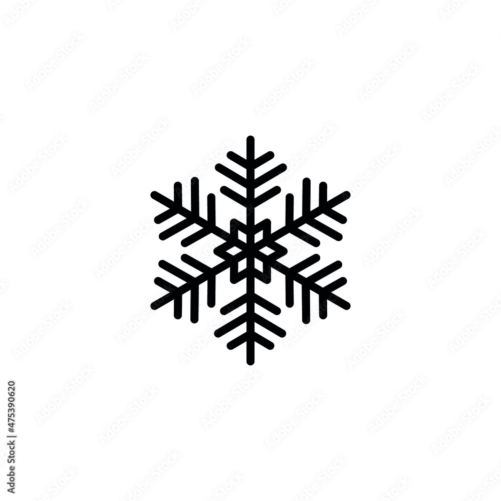 Snowflake icon. New Year and Christmas attribute. Weather element. The symbol of cold, snow, winter and frost. Isolated abstract vector illustration. Snowflake icon. New Year and Christmas attribute. Weather element. The symbol of cold, snow, winter and frost. Isolated abstract vector illustration.