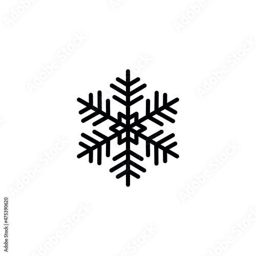 Snowflake icon. New Year and Christmas attribute. Weather element. The symbol of cold, snow, winter and frost. Isolated abstract vector illustration.