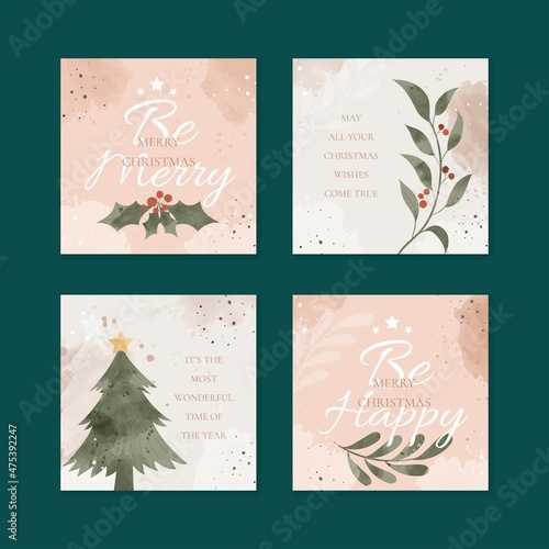 organic hand drawn christmas cards vector design illustration