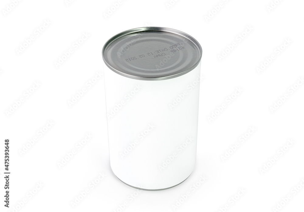 Food Tin Can with Blank White Label. Food Tin Can with Blank White Label.