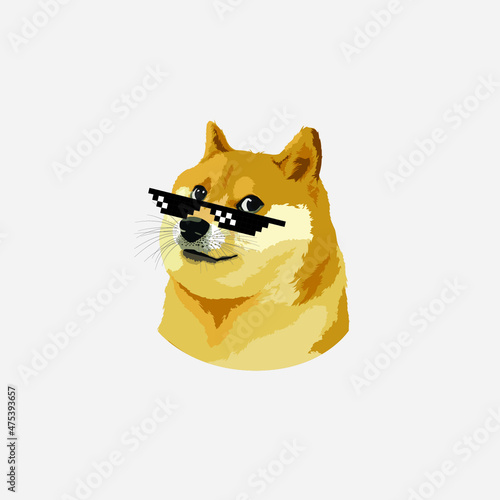 Doge Shiba inu with Thug Life Glasses Vector  photo