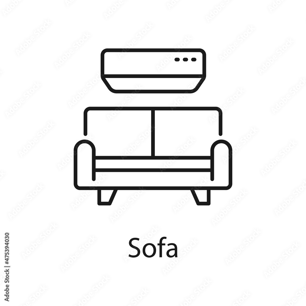 Sofa vector outline icon for web isolated on white background EPS 10 file Sofa vector outline icon for web isolated on white background EPS 10 file