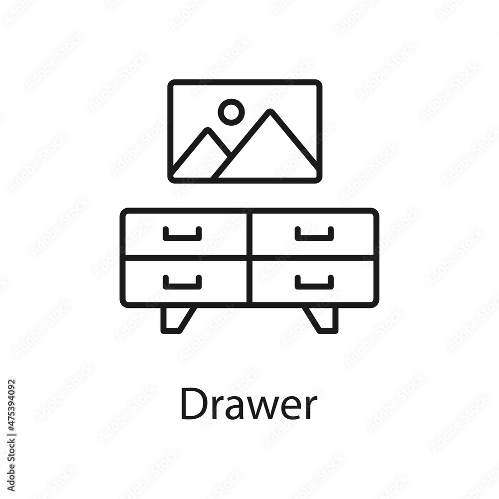 Drawer vector outline icon for web isolated on white background EPS 10 file Drawer vector outline icon for web isolated on white background EPS 10 file