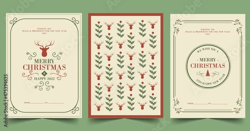 vintage christmas cards template vector design illustration