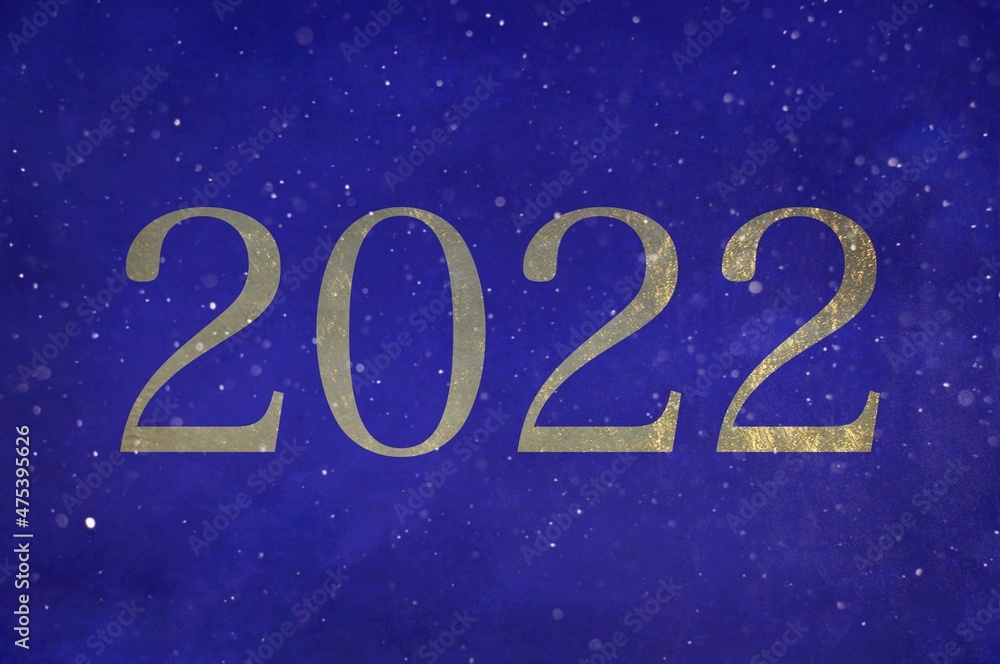 Fototapeta premium Greeting card Happy New Year 2022. Beautiful holiday web banner or billboard with text Happy New Year 2022. 2022 year of the tiger.