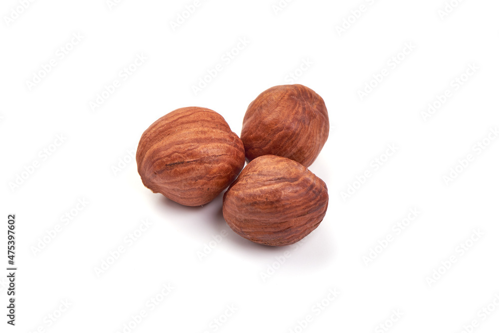 Hazelnut heap, isolated on white background. Hazelnut heap, isolated on white background.