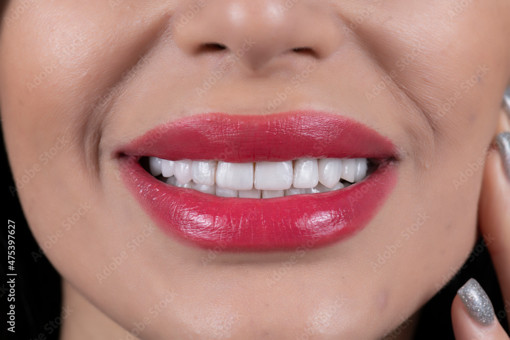 beautiful white smile with lipstics beautiful white smile with lipstics