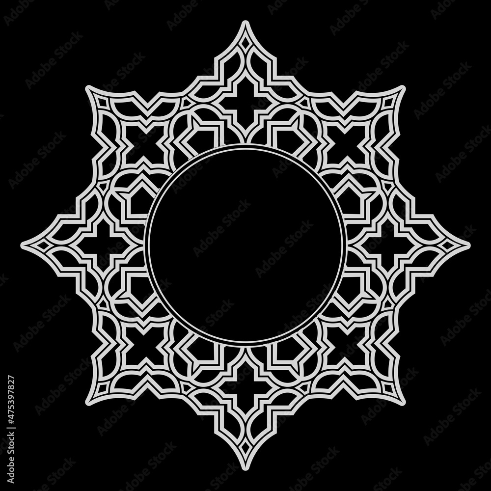 Decorative frame Elegant vector element for design in Eastern style, place for text. Gray and black border. Lace illustration for invitations and greeting cards Decorative frame Elegant vector element for design in Eastern style, place for text. Gray and black border. Lace illustration for invitations and greeting cards