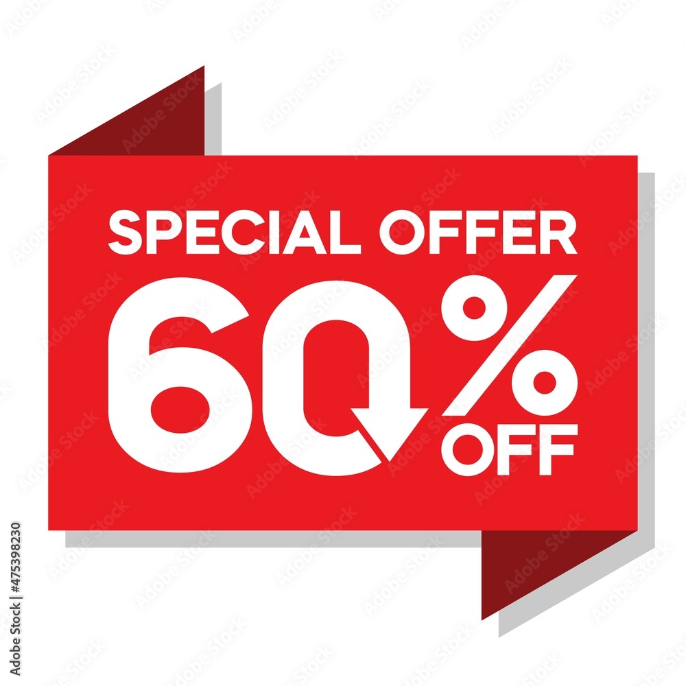 Special offer discount up to 60 percent, banner template design, special offer discount sales promotion. vector template illustration Special offer discount up to 60 percent, banner template design, special offer discount sales promotion. vector template illustration