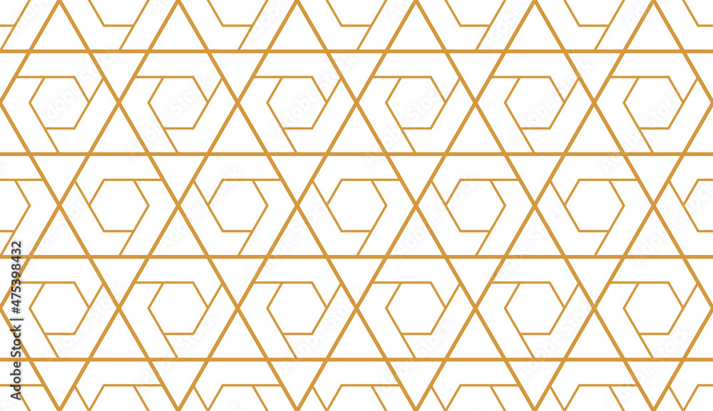 Fototapeta premium The geometric pattern with lines. Seamless vector background. White and gold texture. Graphic modern pattern. Simple lattice graphic design