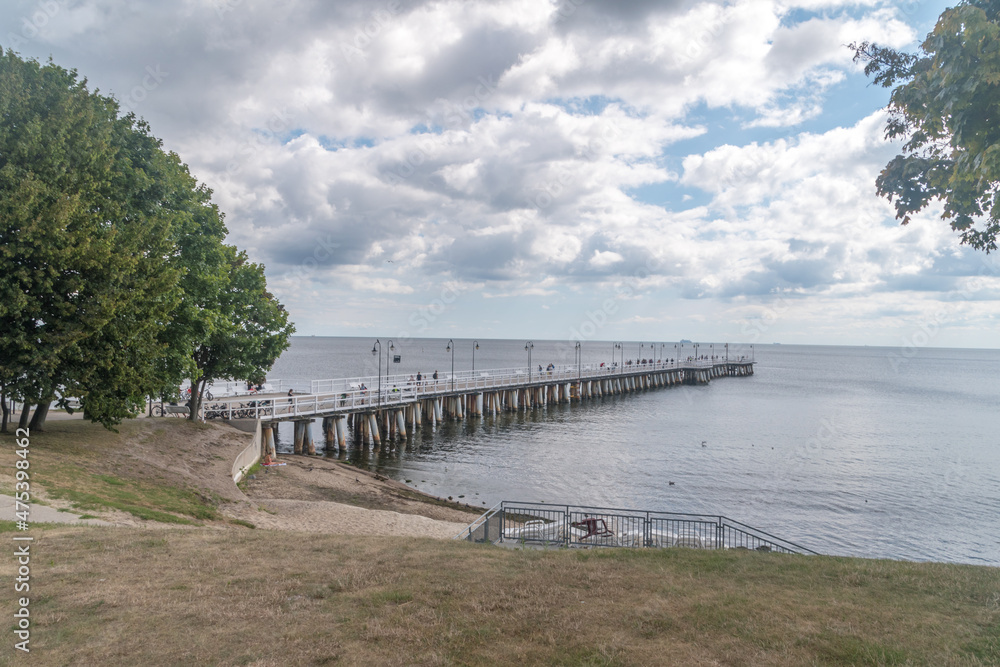 Wooden pier on Baltic Sea in Gdynia Orlowo, Poland.